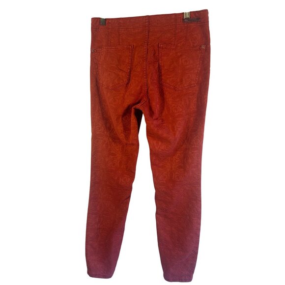 Pilcro & The Letterpress Rust High-Rise Skinny Pants Size 29 Textured Floral - Picture 7 of 8